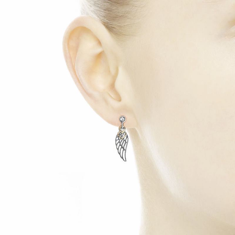 Pandora Love & Guidance Drop Earrings - Two Tone/Cubic Zirconia - Canada | BG8215EA